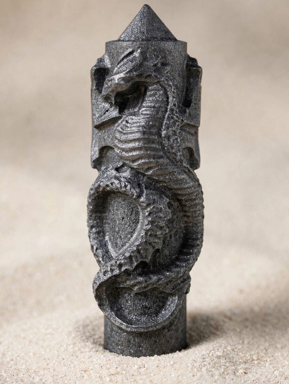 Shungite Dragon Tower: 4x1" Carved Crystal Point, Spiritual Grounding Protection